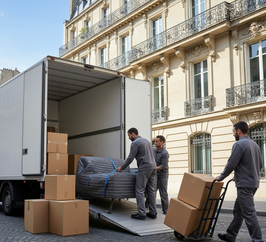 Equipe de demenageurs professionnels en intervention dans Paris 16